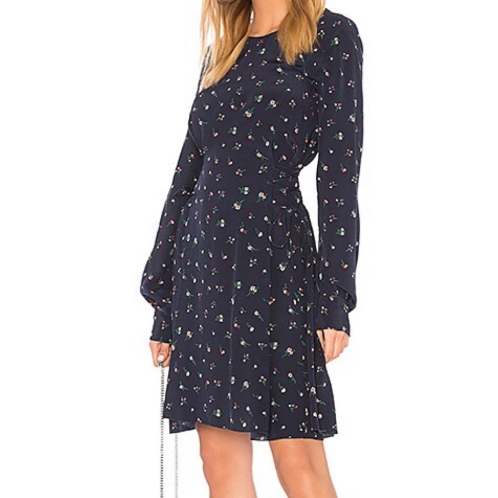Theory Floral Print Lace-up Silk Dress
In Deep Navy Size 0 - Picture 2 of 12